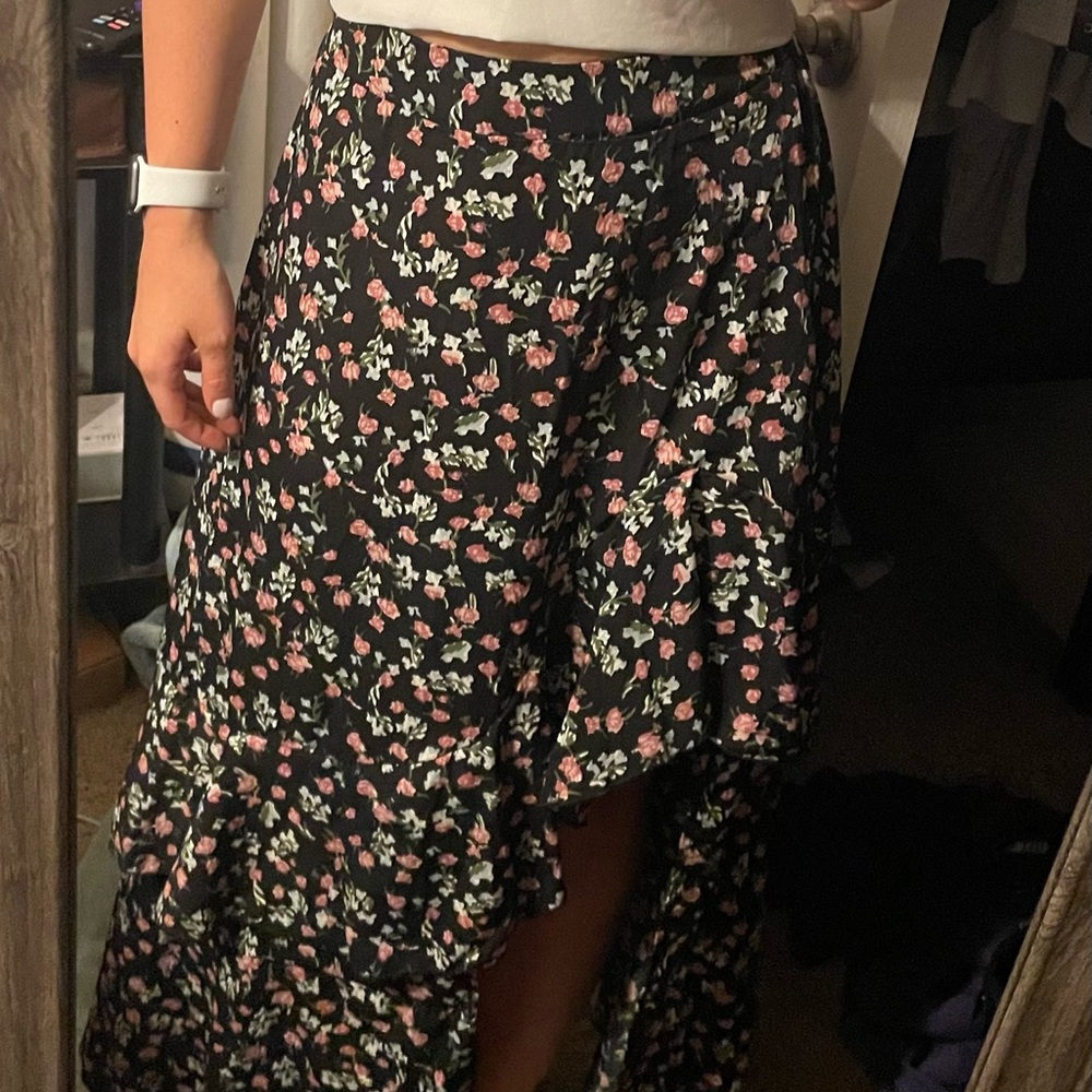 Black floral maxi skirt
